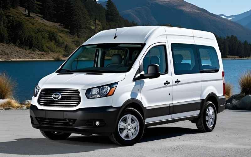 Van ejecutiva plateada con amplios asientos y espacio para equipaje, ideal para familias de 1-7 personas en transfer Valdivia